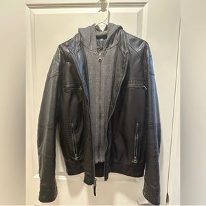 Calvin Klein Faux Leather Jacket - 2-layer with removable hood